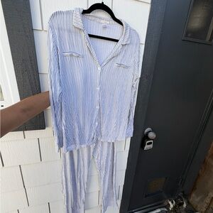 Eberjey Gray & White Striped Pajama Set